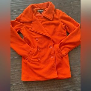 Orange pea coat size medium